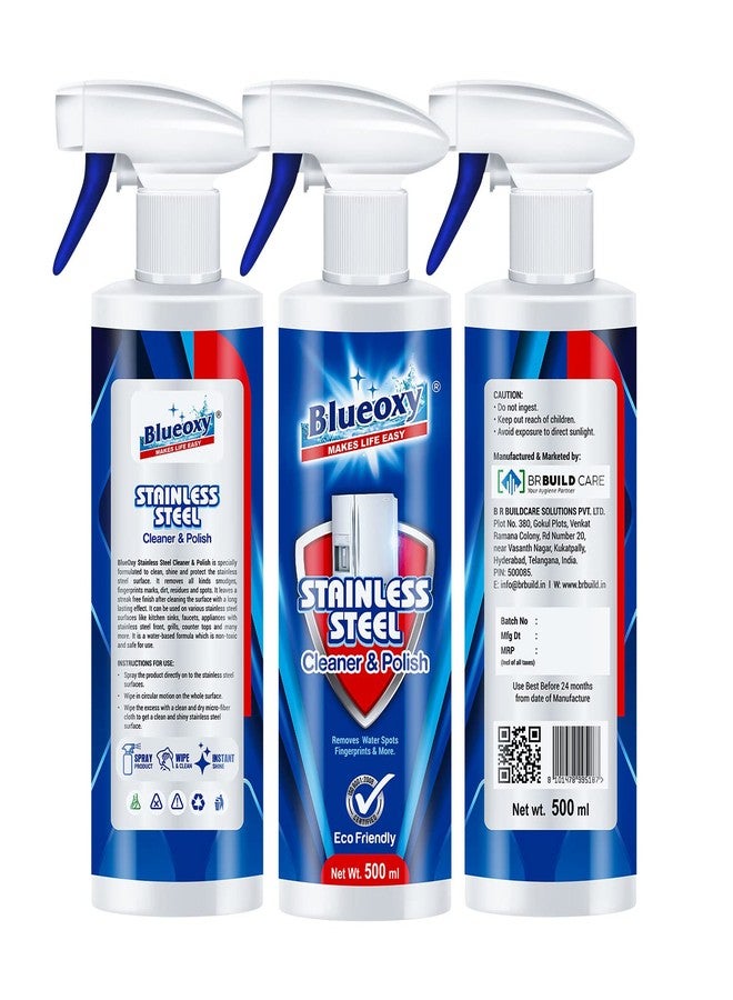 BLUEOXY Stainless Steel Cleaner and Polish | Stainless Steel Magic | Removes Fingerprints | Water Marks and Grease from Appliances Refrigerators | Ecological Formulation | 500 ML | RTU Spray | QTY 1 - Image 5