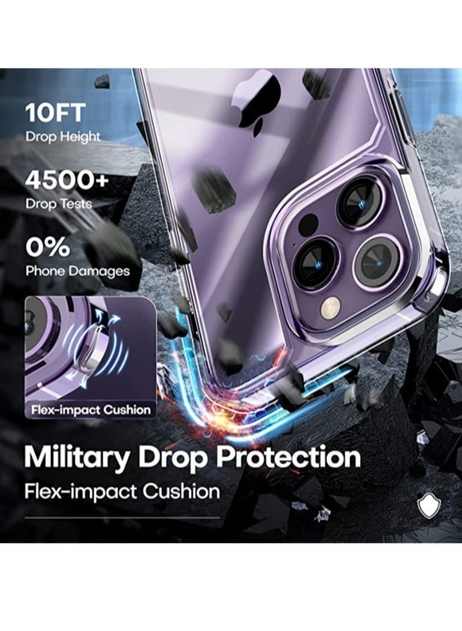 إلترازون iPhone 14 Pro Max Case, [5 in 1] 1X Clear Case [Not-Yellowing] with 2X Tempered Glass Screen Protector + 2X Camera Lens Protector, [Military-Grade Drop Protection] Slim Phone Case 6.7 Inch - Image 4