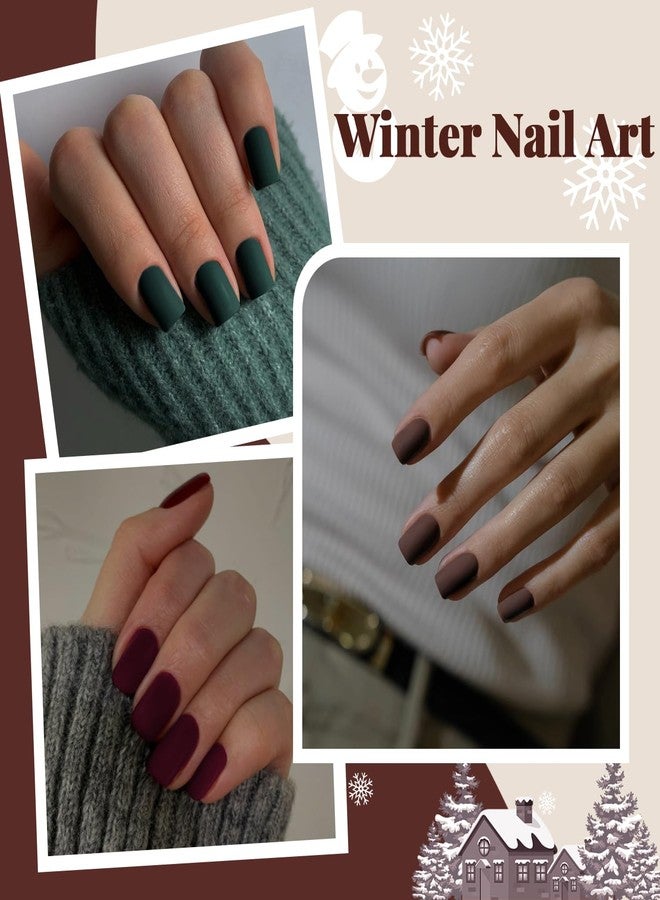 XCREANDO Matte Red Press on Nails Short Square, Light Red Fake Nails Short Square Nails Press ons, Soft Gel Acrylic Glue on Nails Stick on for Women Fall Winter 24 Pcs - Image 5