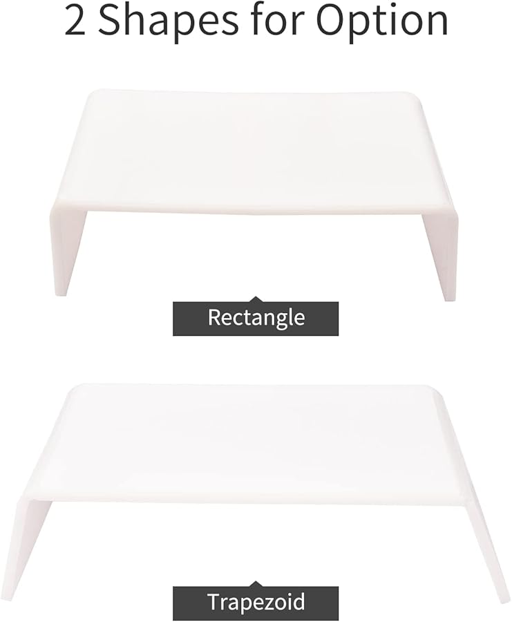 White Acrylic Monitor Stand Riser Ergonomic Trapezoid Desktop Organizer For PC Laptop - Image 4