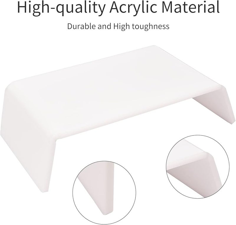 White Acrylic Monitor Stand Riser Ergonomic Trapezoid Desktop Organizer For PC Laptop - Image 5