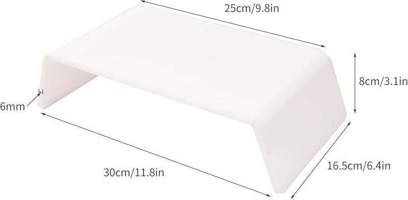 White Acrylic Monitor Stand Riser Ergonomic Trapezoid Desktop Organizer For PC Laptop - Image 3
