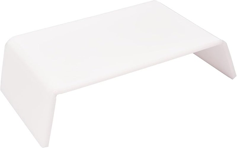 White Acrylic Monitor Stand Riser Ergonomic Trapezoid Desktop Organizer For PC Laptop - Image 1