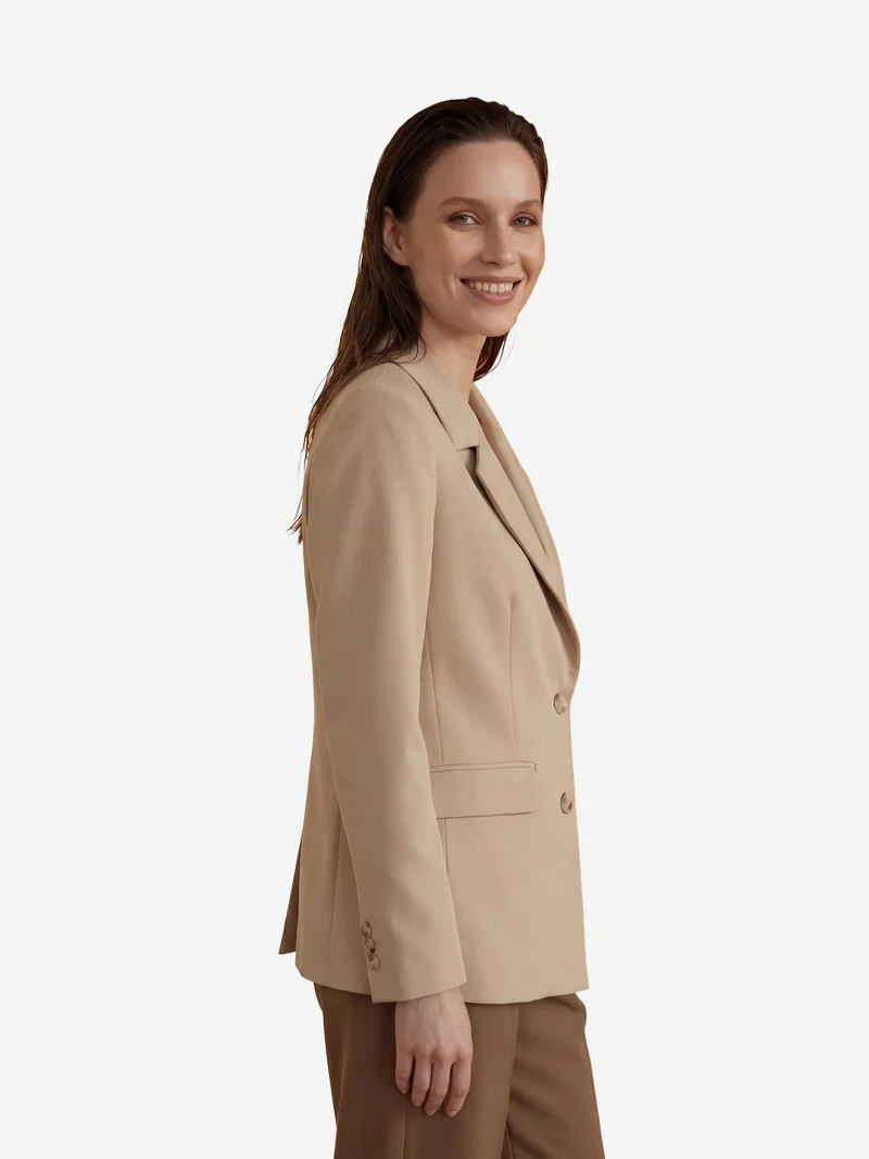 My Fashion Beige Natural MY FASHION Shawl Collar Button Blazer Jacket for Women | Best Price UAE