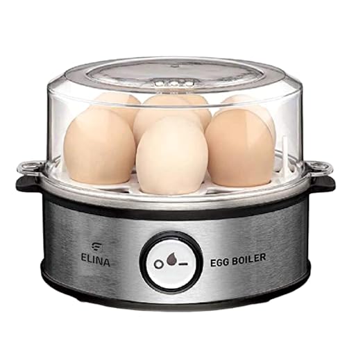 Elina Smart Stainless Steel Egg Boiler | Boil up to 7 Eggs - 360 Watts | 3 Boiling levels: Soft, Middle and Hard | Automatic, Overheat Protection | Easy to clean | 1Year Warranty - Image 1