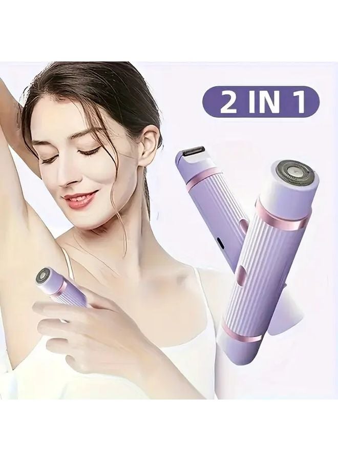 ZS Color 2 في 1 ماكينة حلاقة كهربائية نسائية ثنائية الرأس لتشذيب البيكيني والحواجب وتحت الإبطين قابلة للشحن عبر USB ضرورية للسفر - Image 2