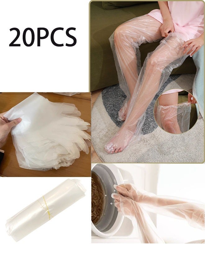 Geustos 20PCS including 10 pieces of gloves and 10 pieces of foot cover, Disposable Leg Foot Covers, PE Plastic Film for Leg & Foot Mask, Waterproof Transparent Skin Care Sleeves for Men & Women, Home Salon Use - Image 1