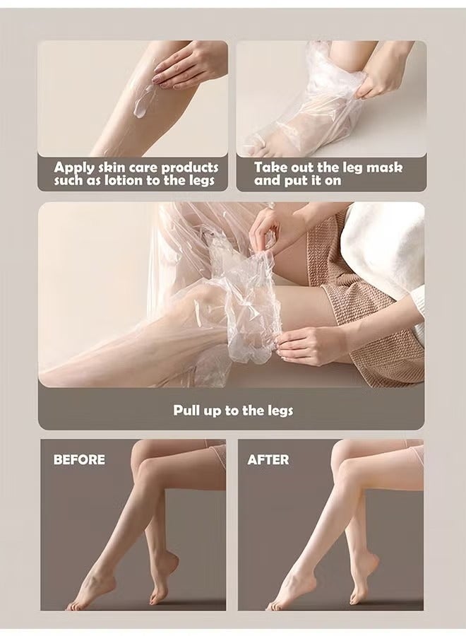Geustos 20PCS including 10 pieces of gloves and 10 pieces of foot cover, Disposable Leg Foot Covers, PE Plastic Film for Leg & Foot Mask, Waterproof Transparent Skin Care Sleeves for Men & Women, Home Salon Use - Image 4
