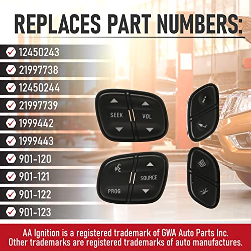 AA Ignition Replacement Steering Wheel Control Switch Kit - Compatible with Buick, Cadillac, Chevy, GMC - Silverado, Sierra, Tahoe, Yukon, Trailblazer 2002-09 - Replaces 21997738, 21997739,1999442, 1999443 - Image 3
