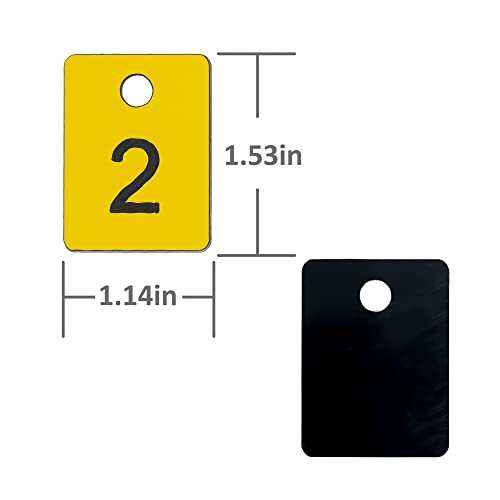 StayMax Plastic Numbered Tags Rectangle Key Number Tags Number Disc with Hole (1-50, Yellow) - Image 2