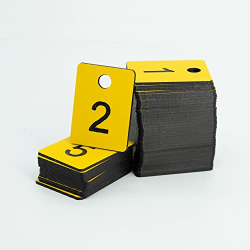 StayMax Plastic Numbered Tags Rectangle Key Number Tags Number Disc with Hole (1-50, Yellow) - Image 3