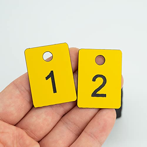 StayMax Plastic Numbered Tags Rectangle Key Number Tags Number Disc with Hole (1-50, Yellow) - Image 4