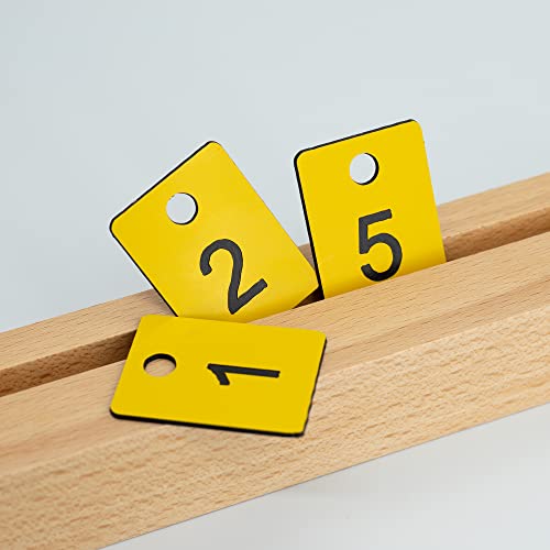 StayMax Plastic Numbered Tags Rectangle Key Number Tags Number Disc with Hole (1-50, Yellow) - Image 5