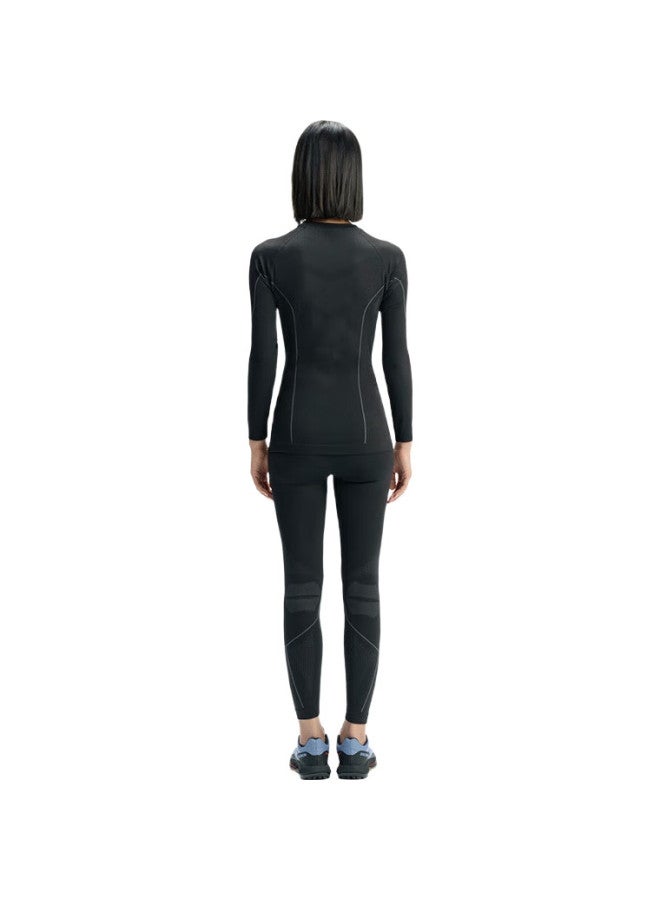 UTO Quick-Dry Compression Base Layer For Women, Functional Underwear For Skiing, Hiking, Outdoor Sports, Sweat-Wicking And Warm Set, Black And Gray, Size S - Image 2