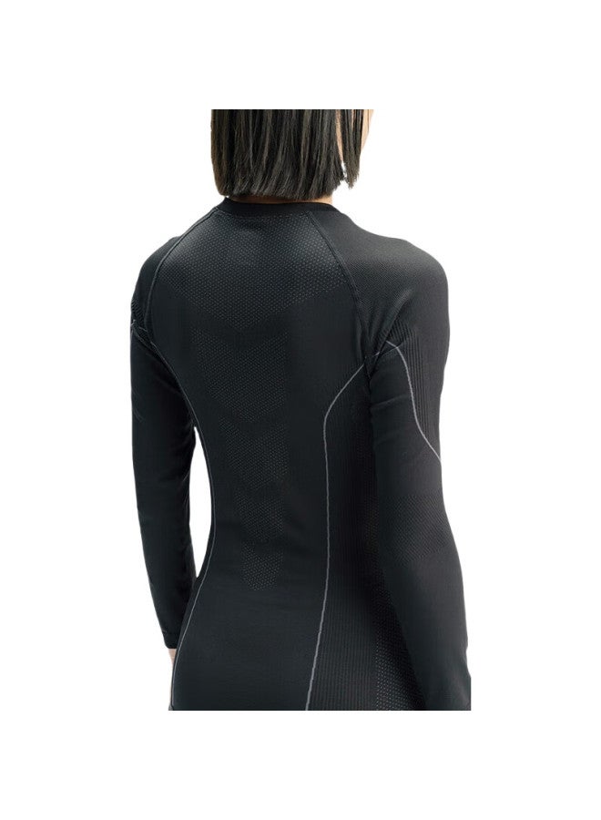 UTO Quick-Dry Compression Base Layer For Women, Functional Underwear For Skiing, Hiking, Outdoor Sports, Sweat-Wicking And Warm Set, Black And Gray, Size S - Image 3