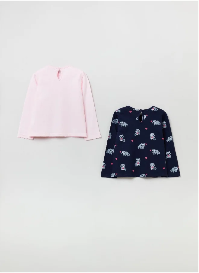 او في اس Ovs Two-Pack Cotton T-Shirts With Long Sleeves