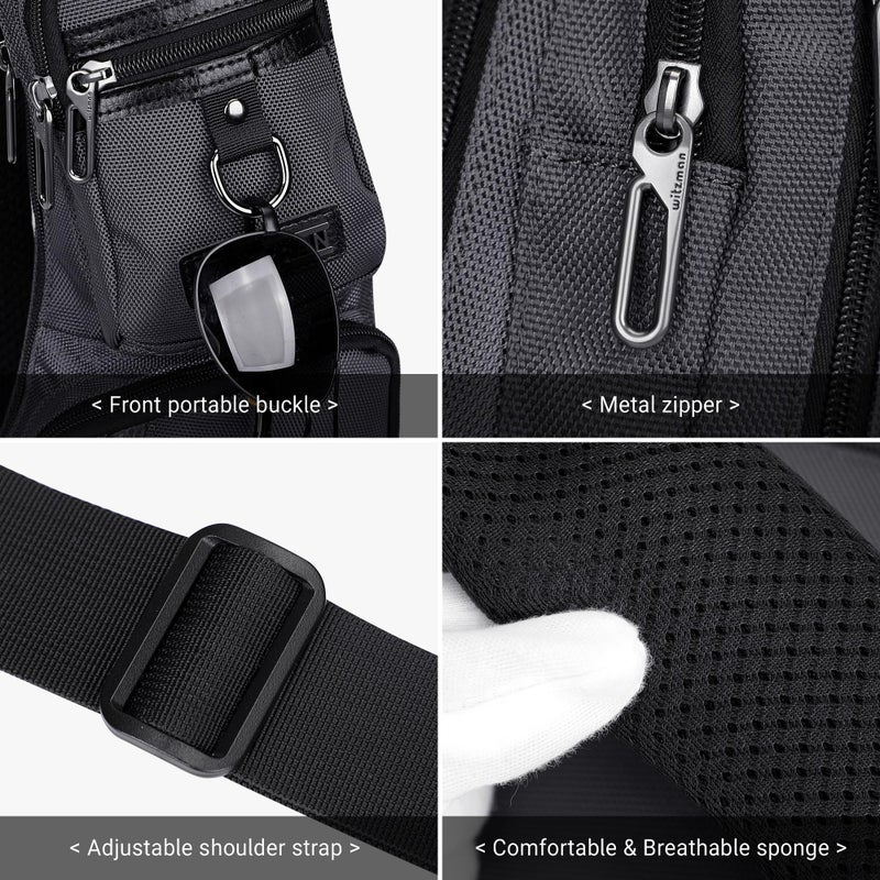 WITZMAN Sling Bag for Men Crossbody Bags Travel Slim Chest Bag One Strap Lightweight Casual Daypack (B702 Silvery Grey) - Image 5