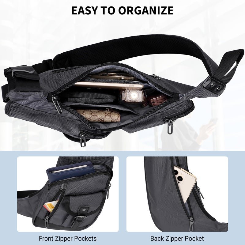 WITZMAN Sling Bag for Men Crossbody Bags Travel Slim Chest Bag One Strap Lightweight Casual Daypack (B702 Silvery Grey) - Image 4