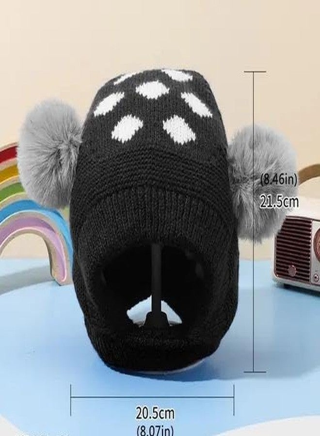 FAMWRAPZ Kids Warm Plush Bear Hat with Face Protection, Winter Cute Bear Ear Warm Hat Plush Hats Windproof Warm Scarf Crochet Skull Cap, Black 3-4 Years - Image 3
