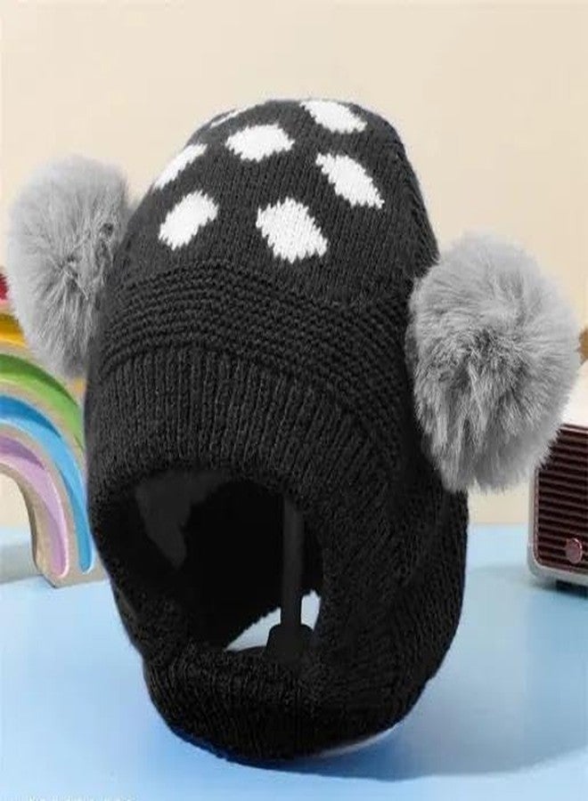 FAMWRAPZ Kids Warm Plush Bear Hat with Face Protection, Winter Cute Bear Ear Warm Hat Plush Hats Windproof Warm Scarf Crochet Skull Cap, Black 3-4 Years - Image 4