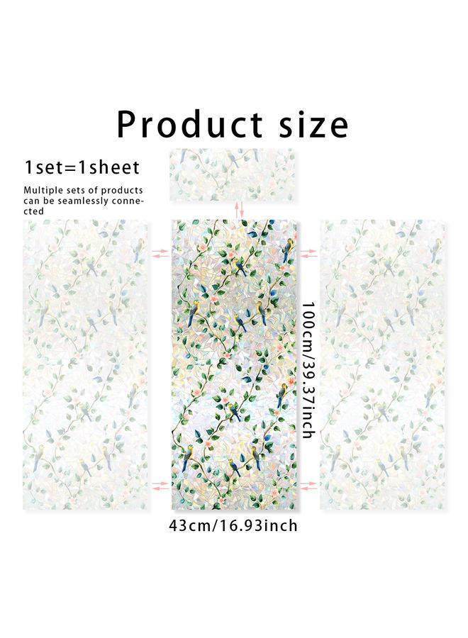 Bluejw XCBL001-047  Colorful Electrostatic Glass Sticker PVC Glue-free Rainbow Green Plant Window Double-sided Color Film - Image 1