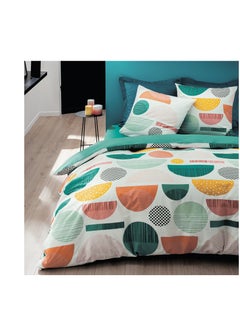 Home-Tex Design 3 Piece 100% Cotton King Size Printed Duvet Cover Set Graphic Multicolour 1 Duvet Cover 240x200 cm + 2 Pillow Covers 50x80 cm  - Image 1