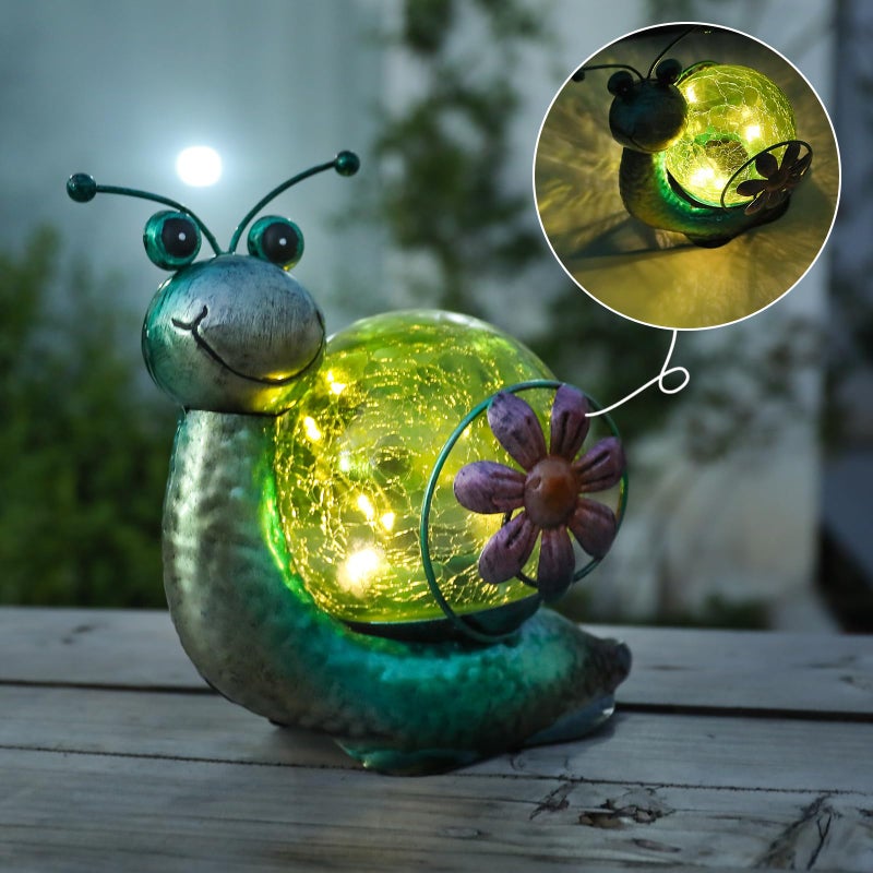 MUMTOP Solar Lantern Outdoor Waterproof LED Solar Lights Snail Decorative Tabletop Lanterns for Patio Garden Table Decor - Image 2