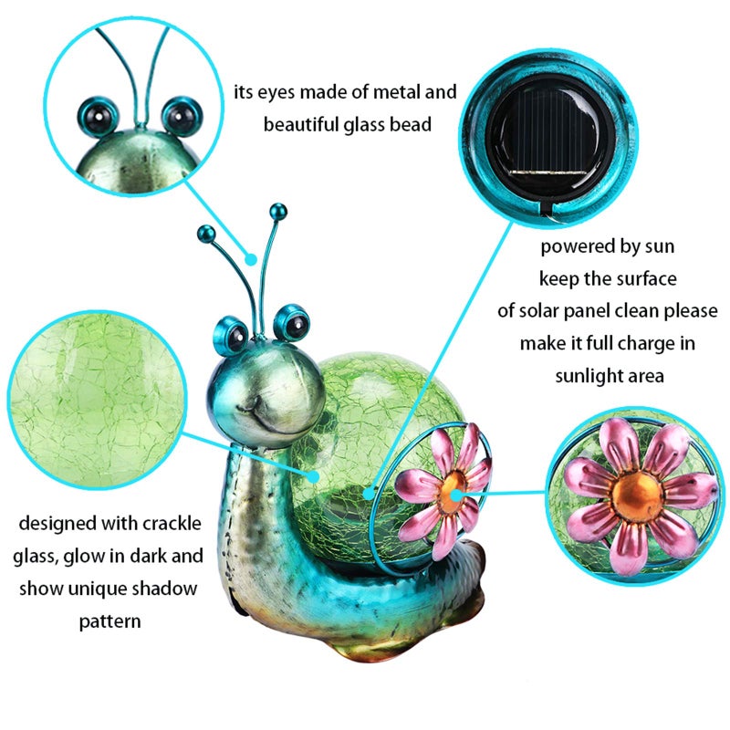 MUMTOP Solar Lantern Outdoor Waterproof LED Solar Lights Snail Decorative Tabletop Lanterns for Patio Garden Table Decor - Image 3