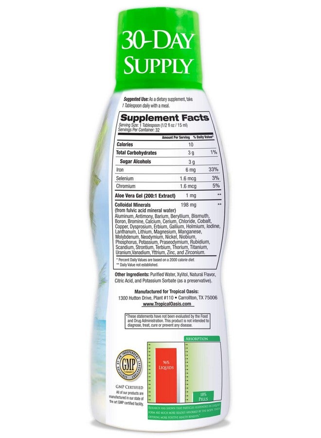 Tropical Oasis - Premium Ionized Plant Based Trace Minerals Liquid Formula- 74 essential minerals in liquid form for up to 96% Absorption - 16 oz, 32 servings - Image 2
