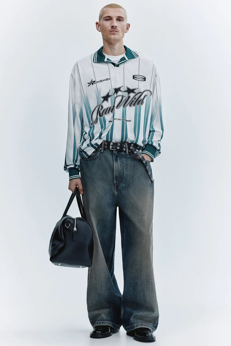 H&M Loose Fit Printed mesh shirt