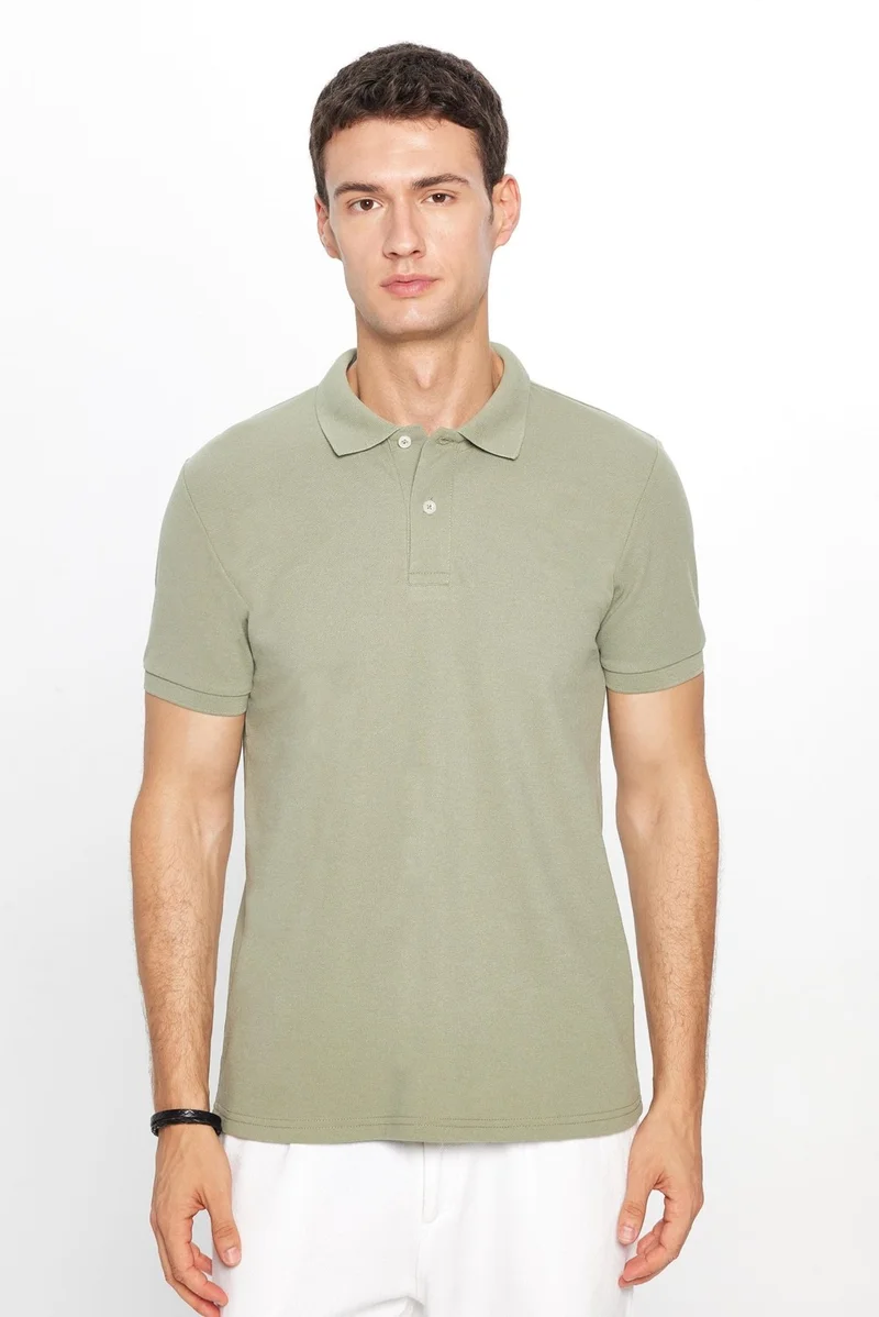Tudors Men's Slim Fit Narrow Cut Cotton Soft Textured Cool Keeping Fabric Plain Pique Polo Collar T-Shirt
