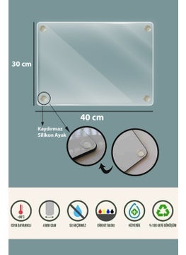 Sabanbaba Decorative Glass Cutting Board White Marble 30 x 40 cm | Glass Cutting Table  - Image 4