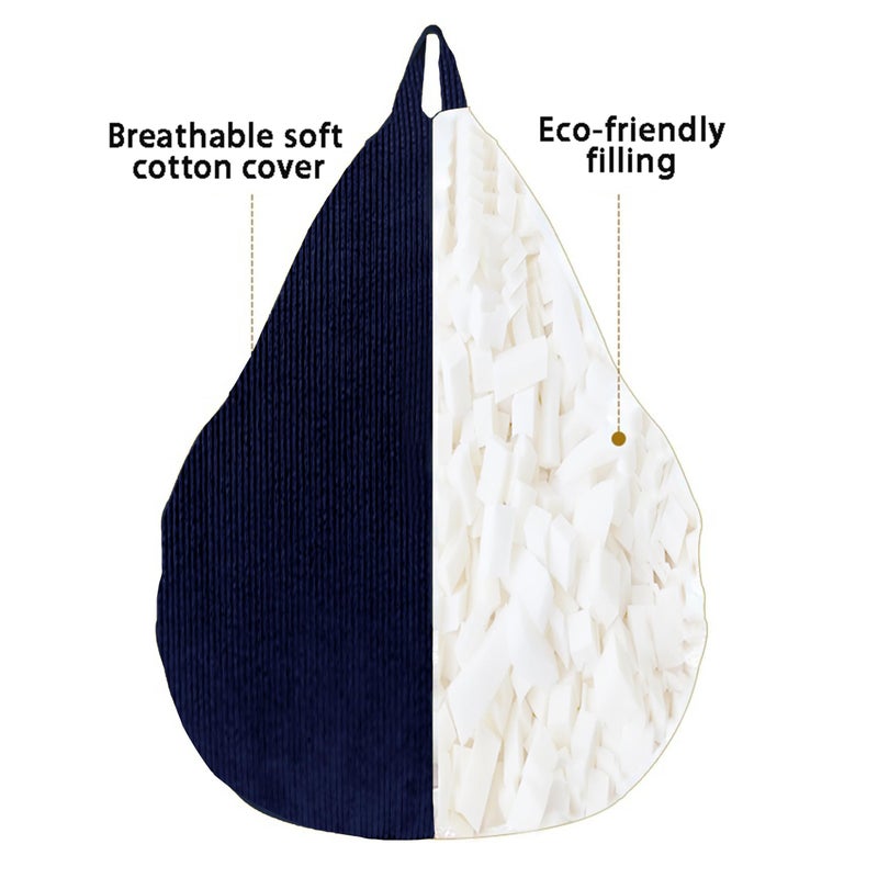 ENBAOHUI 3FT Memory Foam Bean Bag Chairs for Teens or Kids with Filling Bean Bag Sofa with Handle Super Soft Corduroy Fabric Lazy Sofa 3 Foot Navy Blue - Image 5