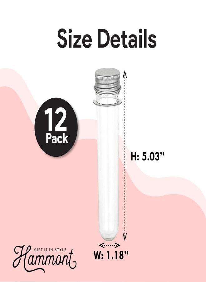 Hammont Tube Shaped Acrylic Candy Boxes with Aluminum Cover - 12 Pack - 1.18"x5.03" - Perfect for Weddings, Birthdays, Party Favors and Gifts | Designer Cute Clear Lucite Plastic Treat Containers - Image 2