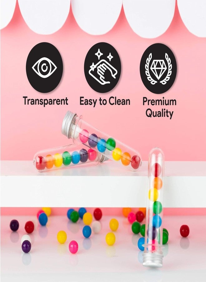 Hammont Tube Shaped Acrylic Candy Boxes with Aluminum Cover - 12 Pack - 1.18"x5.03" - Perfect for Weddings, Birthdays, Party Favors and Gifts | Designer Cute Clear Lucite Plastic Treat Containers - Image 3