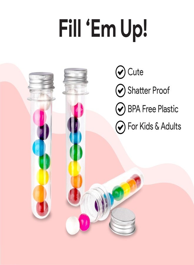 Hammont Tube Shaped Acrylic Candy Boxes with Aluminum Cover - 12 Pack - 1.18"x5.03" - Perfect for Weddings, Birthdays, Party Favors and Gifts | Designer Cute Clear Lucite Plastic Treat Containers - Image 4
