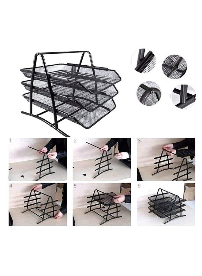 3 Tier Document Metal Tray | File Tray | File Rack for A4 Documents/Files/Papers/folders Holder Desk Organizer