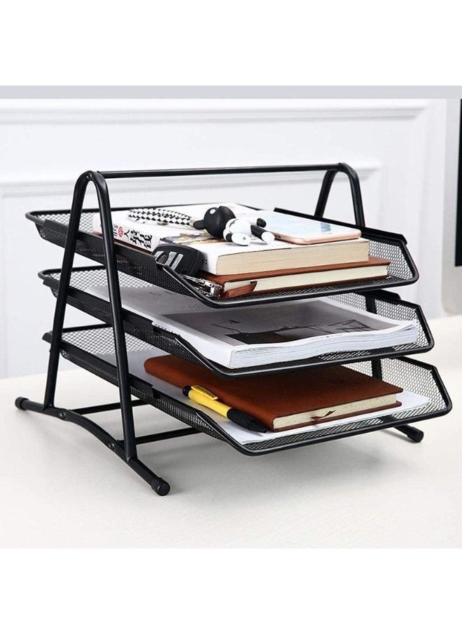 3 Tier Document Metal Tray | File Tray | File Rack for A4 Documents/Files/Papers/folders Holder Desk Organizer