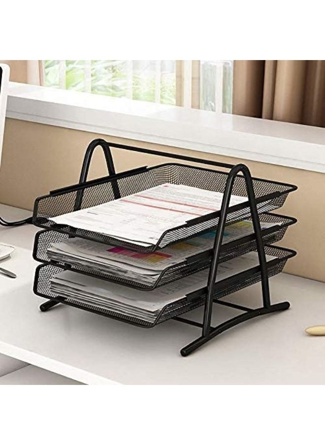 3 Tier Document Metal Tray | File Tray | File Rack for A4 Documents/Files/Papers/folders Holder Desk Organizer