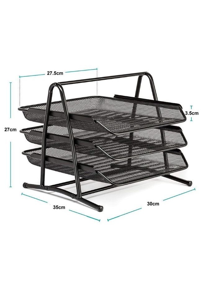 3 Tier Document Metal Tray | File Tray | File Rack for A4 Documents/Files/Papers/folders Holder Desk Organizer