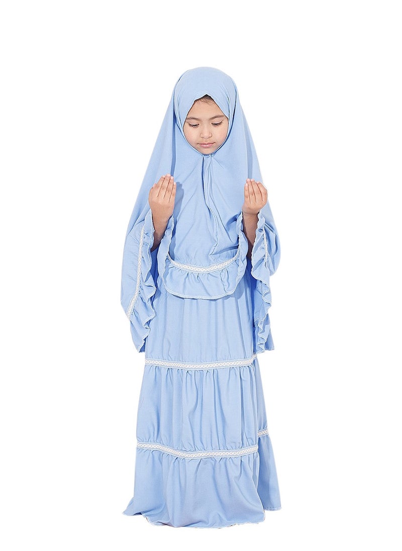 Elanesa  Ruffle Prayers Set For Kids Turquoise Color  - Image 1