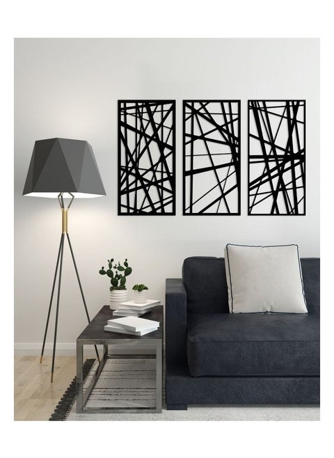 Decorative Abstract linear pattern wooden wall Art 3 panels 80X130 cm