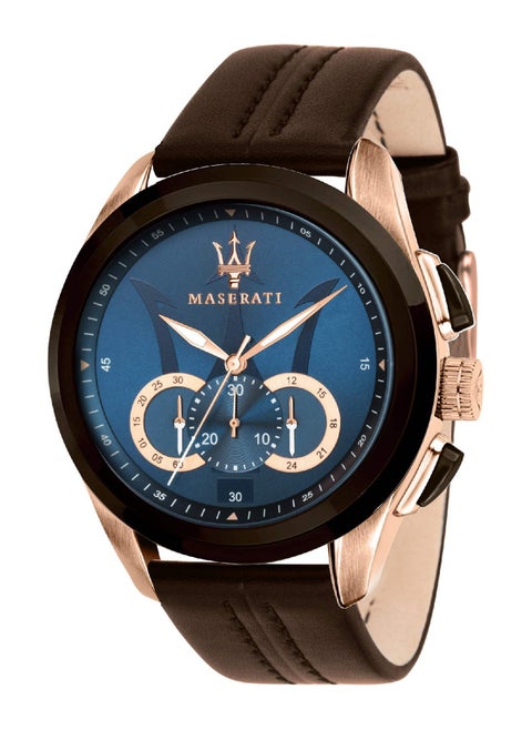 MASERATI TRAGUARDO 45MM CHR BLUE DIAL BROWN ST