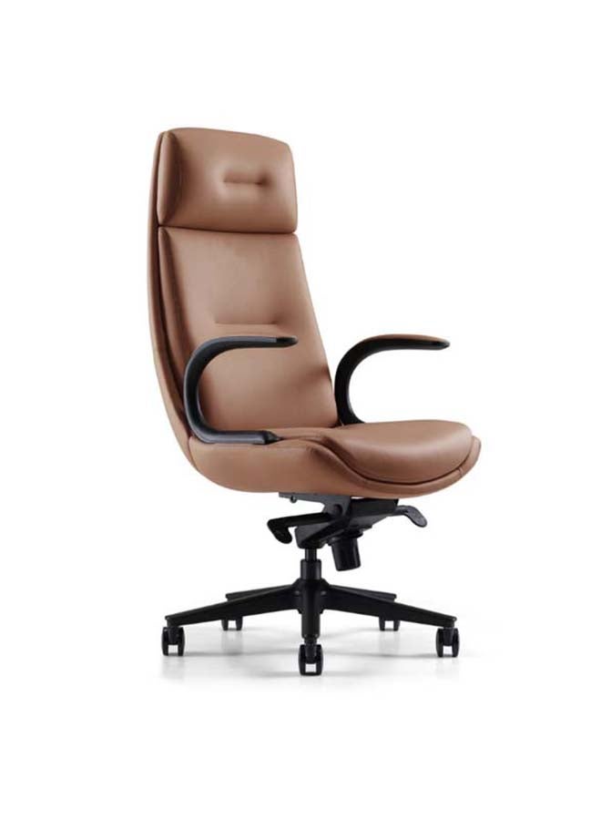 NEO FRONT FURNITURE High Back Manager Chair - Premium PU Leather CEO Office Chair with Height Adjustment, 360° Swivel And Thick Cushion - Executive Chair for Office And Chairman Room Tan Color, A2561 