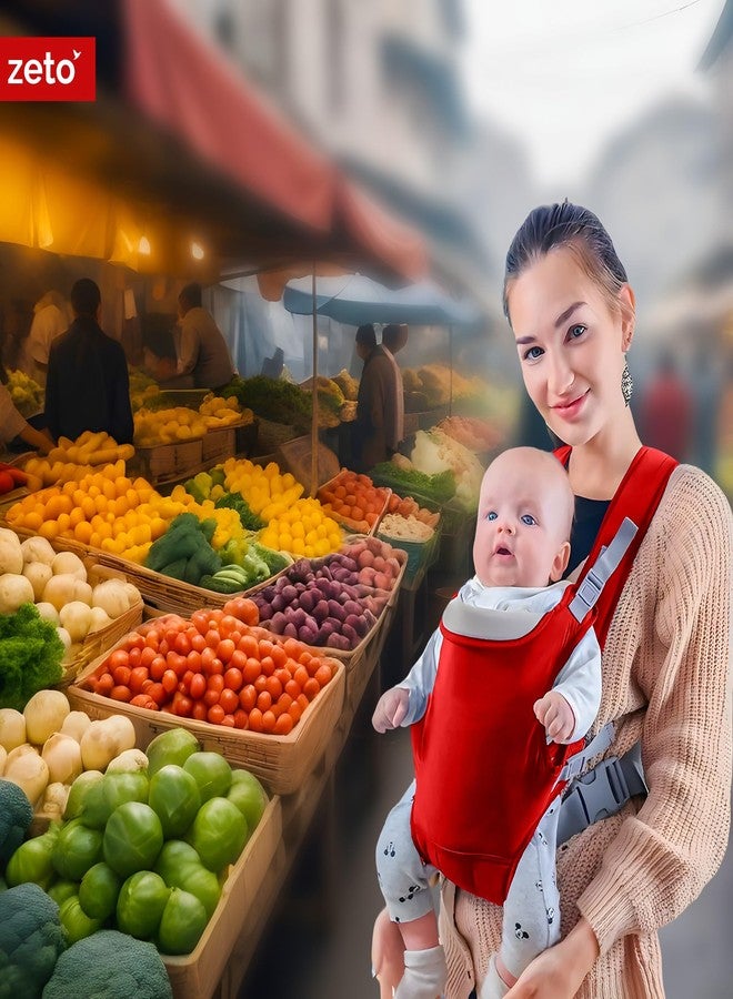 ZETO Newborn New Born Baby Carrier Bag For 0 To 2 Years|Max Weight 15Kg|Adjustable Straps With 4 Comfortable Carrying Positions|Lightweight & Travel Friendly,Red - Image 2