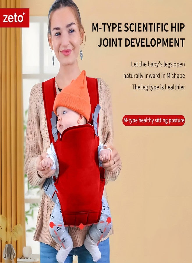 ZETO Newborn New Born Baby Carrier Bag For 0 To 2 Years|Max Weight 15Kg|Adjustable Straps With 4 Comfortable Carrying Positions|Lightweight & Travel Friendly,Red - Image 4