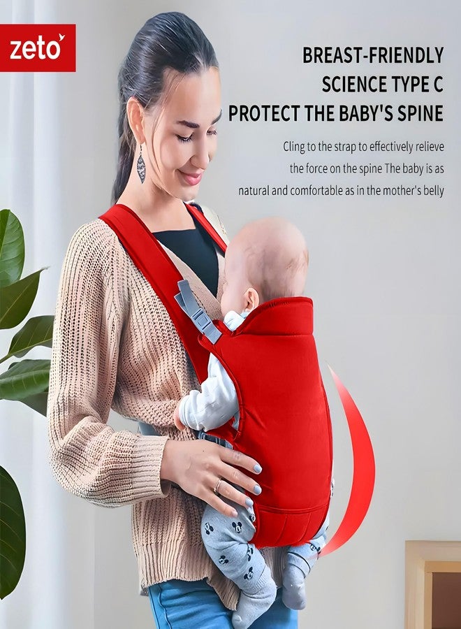 ZETO Newborn New Born Baby Carrier Bag For 0 To 2 Years|Max Weight 15Kg|Adjustable Straps With 4 Comfortable Carrying Positions|Lightweight & Travel Friendly,Red - Image 3