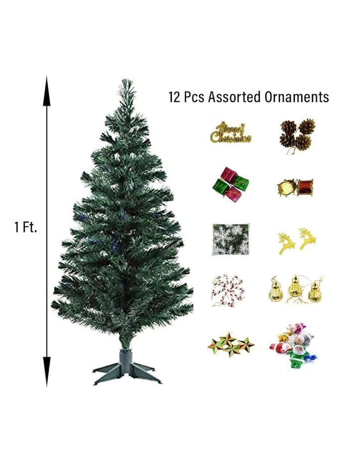 RASHRI ; One For All RASHRI One For All 1ft Christmas Tree with Decorations 13 Pcs Combo Non Pine Green Tree Hanging Decorative Ornament Small Xmas Tree DIY Kit for Home Decoration or Office Decor  - Image 2