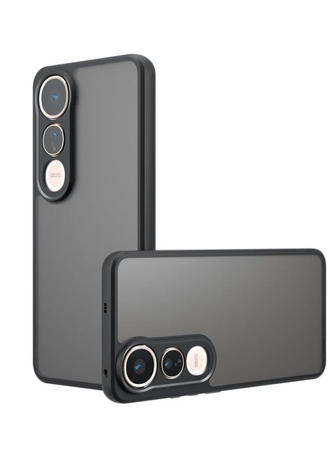 جراب حمايه اسود مط غير لامع ومقاوم للصدمات متوافق مع Vivo V50 Lite (أسود)