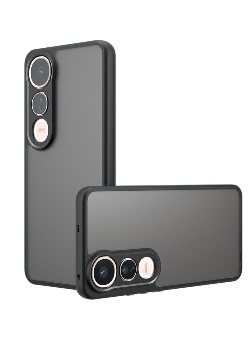Case Cover Shockproof Hard PC Back Soft TPU Frame Matte Black Slim Protective Cover Compatible with  Vivo V50 Lite ( Black) - Image 1